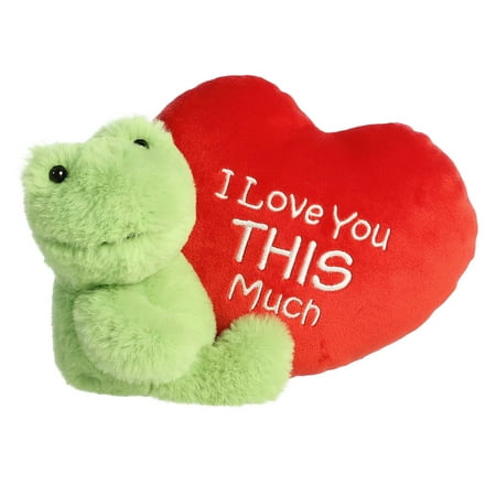 Aurora - Small Green Valentine - I Love You This Much 9" Frog - Heartwarming Stuffed Animal