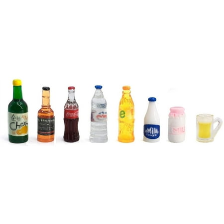 50 Pcs Miniature Food Drink Bottles Soda Pop Cans Pretend Play Kitchen Game Party Accessories Toys Hamburg Cake Ice Cream for 1/12 Doll House (25Food+25Drink)