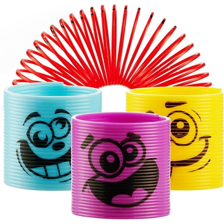 Bedwina Emoji Coil Spring Toys Assorted Silly Faces Mini Slinky Party Favors for Kids, 50-Pack