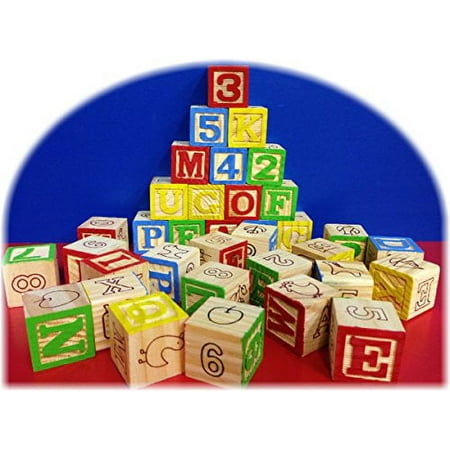 35 Piece ABC Stack N' Build Wood Blocks in a Bucket Set