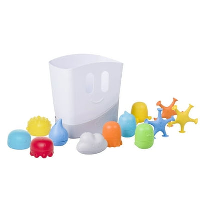 Ubbi Baby Bath Toy Gift Set, Includes Toy Drying Bin & 12 Bath Toys, Dishwasher Safe, Baby Essential Gift, Bath Time Essentials