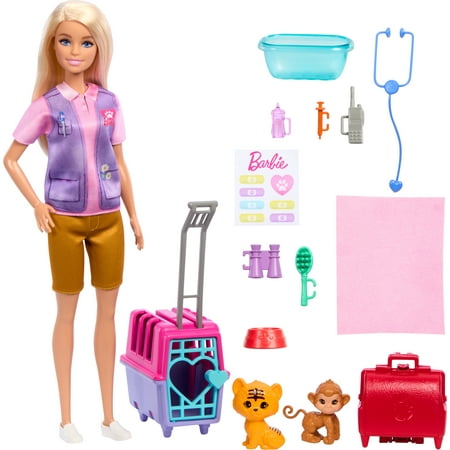 Barbie Animal Rescue & Recovery Playset with Blonde Doll, 2 Animal Figures & Accessories