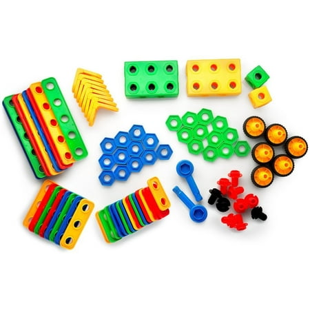 Building Blocks 104 Set - Building Toys with Car Wheels - STEM Construction Educational Fun Toy Set, Best Toy Blocks Ages 3 Years and Up - Great Educational Toys Building Sets - Play22USA