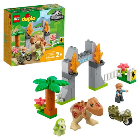 LEGO DUPLO Jurassic World T. rex and Triceratops Dinosaur Breakout 10939 Building Toy Set (36 Pieces)