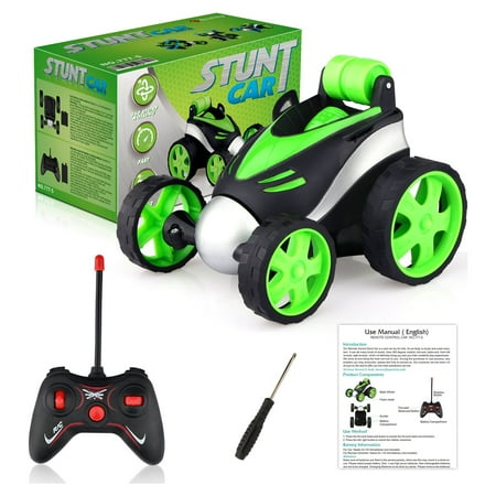 Allaugh RC Car Toy Remote Control Car - Rc Stunt Car for Boy 3-10 Years Old, 360° Flip and 90° Upright Walking Racing Car for Kids Xmas Gift, Green