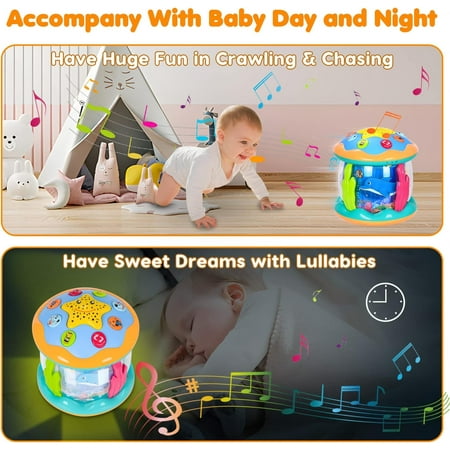 Ucradle Musical Learning Toys for 6-12 Months, 4-in-1 Ocean Rotating Star Light Projector, Sensory Crawling Toys for Infants, Babies, and Toddlers