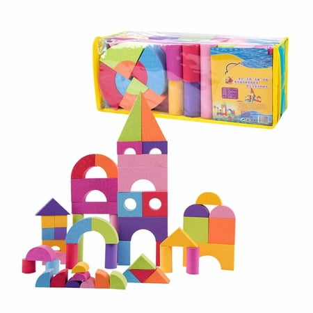 Educational Toys for 3 Year Old 50 Pieces Eva Foam Blocks Bright Colored Building Set Educational Toys for Kids Eva 2 Year Old Toys for Boys Educational