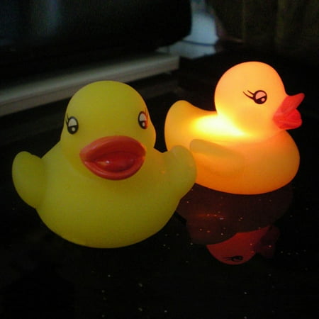 5Pcs/Set Cute LED Flashing Light Floating Duck Bath Tub Shower Rubber Toy for Kids