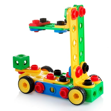 Building Blocks 104 Set - Building Toys with Car Wheels - STEM Construction Educational Fun Toy Set, Best Toy Blocks Ages 3 Years and Up - Great Educational Toys Building Sets - Play22USA