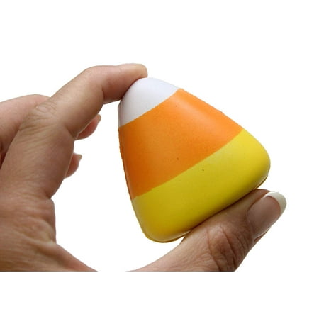 Bulk 24 Candy Corn Halloween Party Favor Stress Balls, Small Novelty Toy Prize Assortment Gifts (1 Dozen)