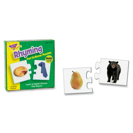 Trend Enterprises Rhyming 2-Piece Puzzles, Assorted Themes, Set of 24