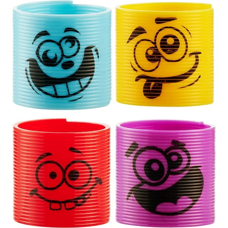 Bedwina Emoji Coil Spring Toys Assorted Silly Faces Mini Slinky Party Favors for Kids, 50-Pack