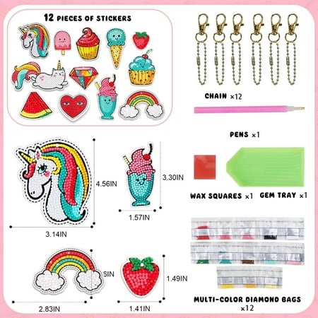 Arts and Crafts for Kids, Diamond DIY Painting Stickers, Make Your Own Keychains Craft Kits for Girls, Toys for Girls Ages 5 6 7 8 9 10 11 12 Years Old