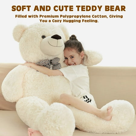 PayUSD Giant Teddy Bear Stuffed Animals for Kids 4ft 47in Big Stuffed Bear Toddler Large Plush Toy for Christmas Valentines Easter Baby Shower Girlfriend Boyfriend Wife Girls Boys, Cream