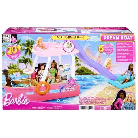 Barbie Dream Boat Playset with 20+ Accessories Including Dolphin, Pool and Slide, Multicolor