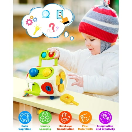 Vanmor Busy Cube Baby Toys for 18-24 Months 【Upgraded】10 in 1 Montessori Toys for Toddler Travel Sensory Toys Pop Fidget Toys Baby Toy for 1 2 3 Baby Boy Girl Birthday Gift