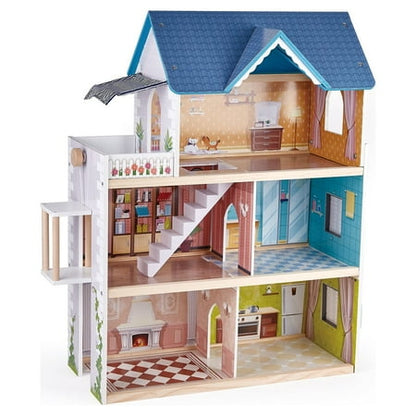 Hape Little Room Pretend Play Wooden Doll House & Furniture for Age 3 & Up