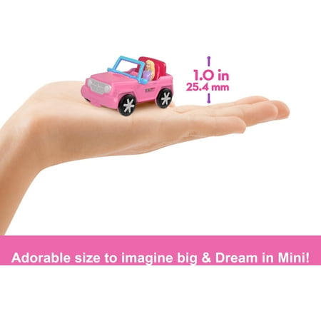 Barbie Mini BarbieLand Doll & Vehicle Set with 1.5-inch Doll, Color-Change SUV & Tent Accessory