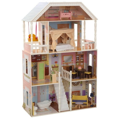 KidKraft Savannah Wooden Dollhouse with Porch Swing and 14 Accessories, Ages 3 and up