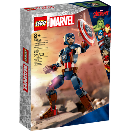 LEGO Marvel Captain America Construction Figure 76258 Buildable Marvel Action Figure, Posable Marvel Collectible with Attachable Shield for Play and Display, Avengers Toy for Boys and Girls Ages 8-12