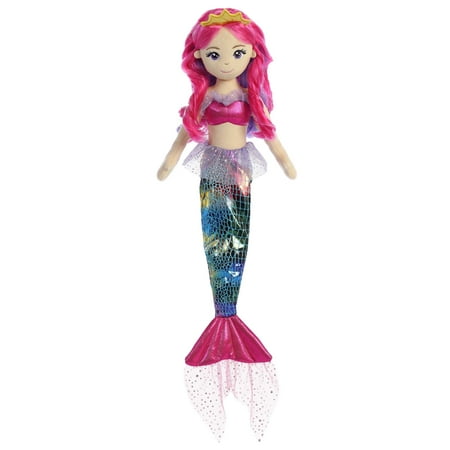 Aurora - Large Pink Sea Sparkles - 18" Rainbow Fuchsia - Enchanting Stuffed Doll