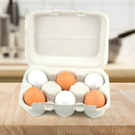 GEjnmdty 6PCS Realistic Egg Toys, Pretend Play Kitchen Toys Wooden Eggs Yolk Toy Educational Toy Easter Egg with Storage Box Birthday Gift Toys for Kids Child Baby