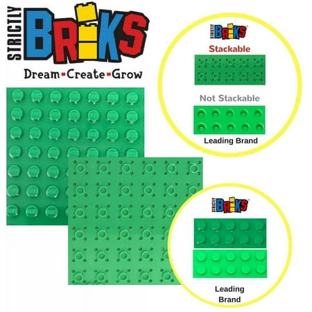 Strictly Briks Classic Baseplates 10" x 10" Brik Tower 100% Compatible with All Major Brands | Building Bricks for Towers and More | 4 Lavender Stackable Baseplates & 30 Stackers