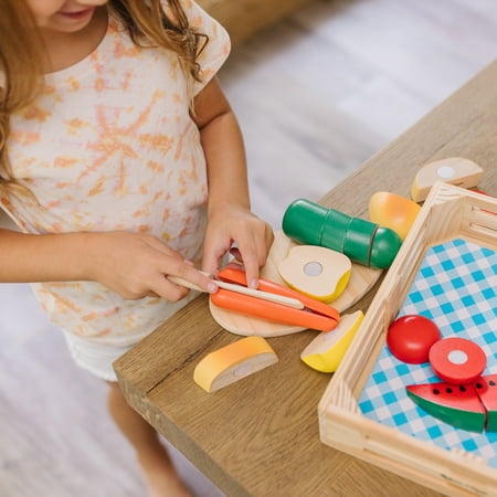 Melissa & Doug Cut & Slice Wooden Play Food, 22 Pieces, Toddler Toys