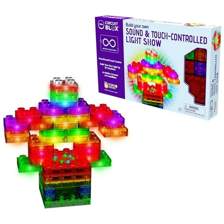 E-Blox: Circuit Blox: BYO Sound & Touch Controlled Light Show - Build Your Own Light Up 3D Creations, LED Brick Kit, Electrical DIY STEM, Kids Ages 5+