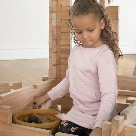 Guidecraft Notch Blocks Set 89 Piece Set: Natural Wooden Stacking Blocks, Educational Montessori Toy for Kids, Indoor/Outdoor Block Play System