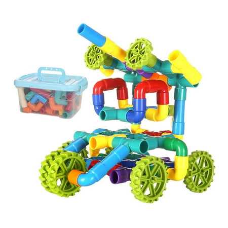 1 Set 48pcs Pipeline Building Blocks Puzzle Assembly Toy Educational Plaything with A Small Storage Box for Kids