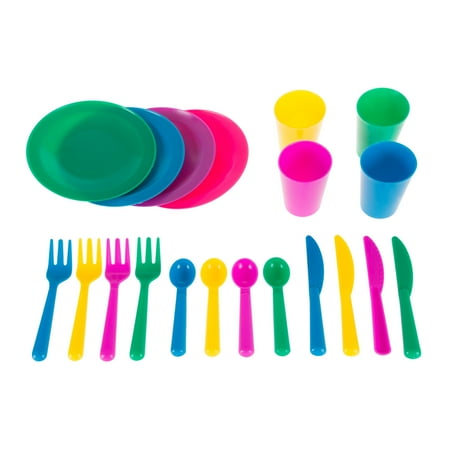 Kids Play Dish Set, 27 Piece Tableware Dish Set with Dish Drainer by Hey! Play!