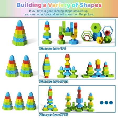 UUGEE Stacking Learning Toys for 1 2 3 4 Year Old Boys Girls, Toddler Montessori Educational STEM Building Blocks Toys Age 12 18 24 Months Kids