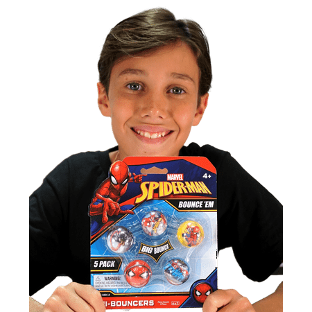 JA-RU Marvel Spiderman Bouncy Balls Superballs Super Hi Bounce 1.2" (2 Packs of 5 Balls) Fidget Balls Small Toys for Kids Prize Premium Giveaways Gift Toy Birthday Supplies W-A-6805-2