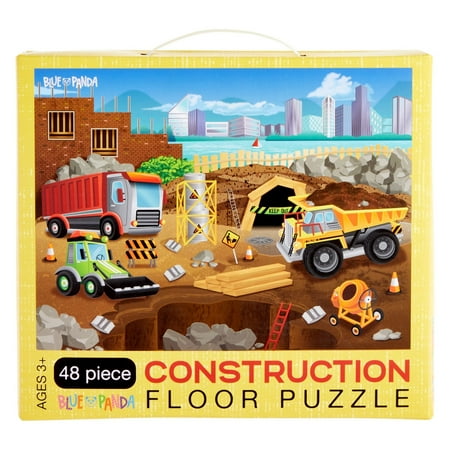 48 Piece Giant Construction Jigsaw Puzzle for Kids Ages 3-5 and 4-8, Jumbo Floor Puzzle for Toddler Preschool Learning (2 x 3 Feet)