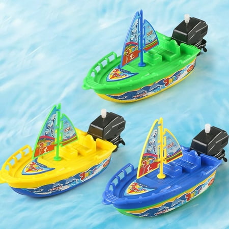 Wind-up Boat Bath Toy, 4 Pack Clockwork Boat Bathtub Toy, Ship Winding Clockwork Toy, Float Water Classic Wind up Water Boat Children Bathtub Shower Toy for Kids(Random Color)