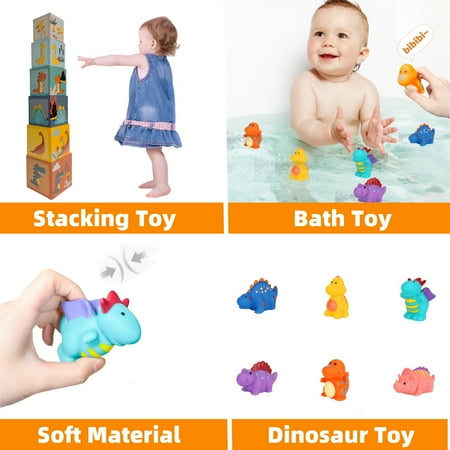 Wanonoo Dinosaur Sorting Stacking Toy, Sensory Toddler Toys Learning Montessori Toys, Building Blocks Stacking Educational Toys STEM Toys Gifts for Kids Age 1-2 2-4