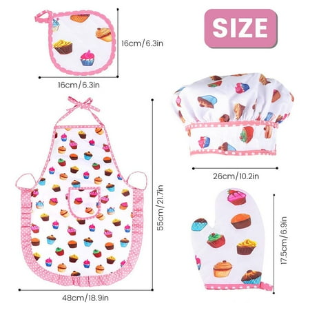 Willstar Kids Cooking and Baking Set, 11 Pcs Kids Chef Apron Set, Pretend Play Dress Up Clothes Apron Chef Hat Gloves Gift For Girl Toys