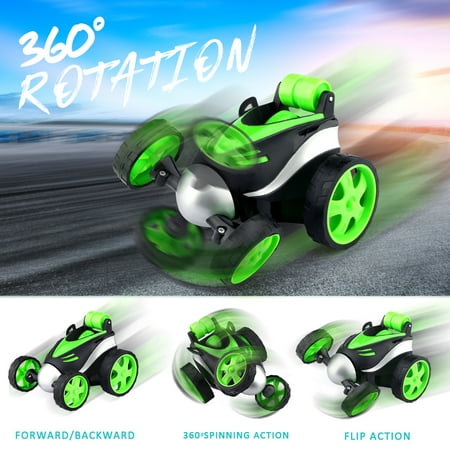 Allaugh RC Car Toy Remote Control Car - Rc Stunt Car for Boy 3-10 Years Old, 360° Flip and 90° Upright Walking Racing Car for Kids Xmas Gift, Green