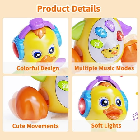 Wanonoo Crawling Duck Baby Toy, Dancing Tummy Time Infant Toys 0-3-6 6-12 12-18 Months with Music & Light, Educational Learning Toys for Toddlers, Birthday Gifts 1 Year Old Boy Girl