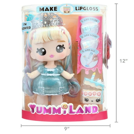 Yummiland Large Doll + Lipgloss Pet- Callie Birthday Cake, Ages 4+