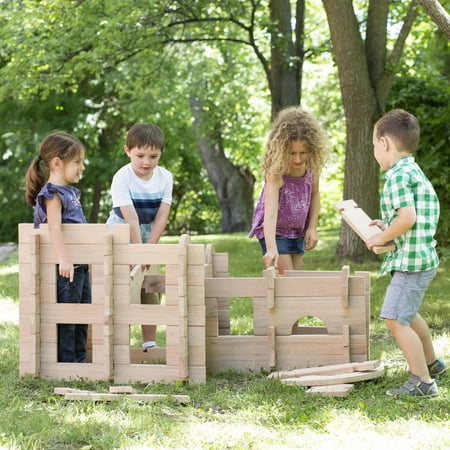 Guidecraft Notch Blocks Set 89 Piece Set: Natural Wooden Stacking Blocks, Educational Montessori Toy for Kids, Indoor/Outdoor Block Play System