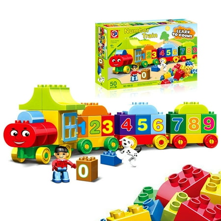 Train Building Blocks Mundo Toys 50 Pieces, Toddler Educational Learning Gift for Boys Girls +3