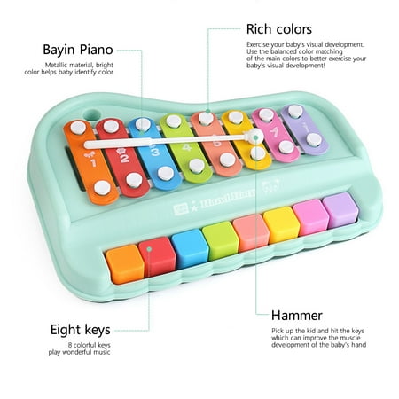 Winter Savings Clearance! SuoKom 2 In 1 Baby Piano Xylophone Toy For Toddlers 1-3 Years Old, 8 Multicolored Key Keyboard Xylophone Piano, Preschool Educational Musical Learning Instruments Toy