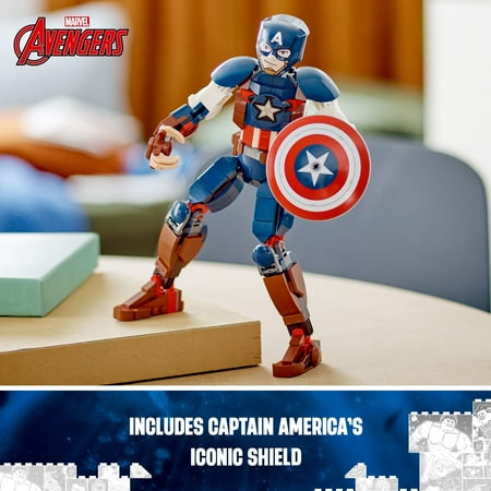 LEGO Marvel Captain America Construction Figure 76258 Buildable Marvel Action Figure, Posable Marvel Collectible with Attachable Shield for Play and Display, Avengers Toy for Boys and Girls Ages 8-12