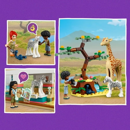 LEGO Friends Mia's Wildlife Rescue Toy 41717 with Zebra and Giraffe Safari Animal Figures Plus 3 Mini Dolls