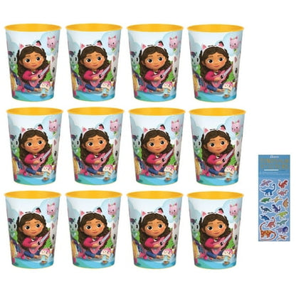 Gabbys Dollhouse Birthday Party Supplies Favor Bundle Pack includes Reusable Plastic Cups - 12 Count