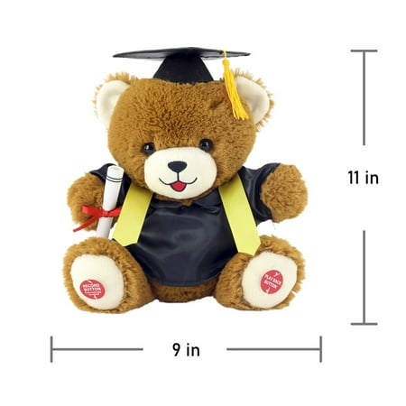 Way To Celebrate Graduation 11-Inch Plush Recordable, Brown Bear