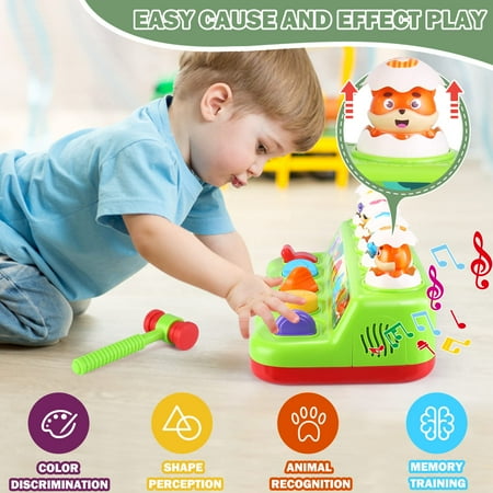 Yerloa Toys for 1 Year Old, Pop Up Animals Toy with Music & Sound, Cause and Effect Toys Early Developmental Toy for 12-18 Months Baby, Infants & Toddlers, 1 Year Old Girls & Boys