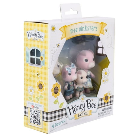 Honey Bee Acres The Oinksters Pig Family, 4-2.25inch Mini Doll Figures, Children Ages 3+